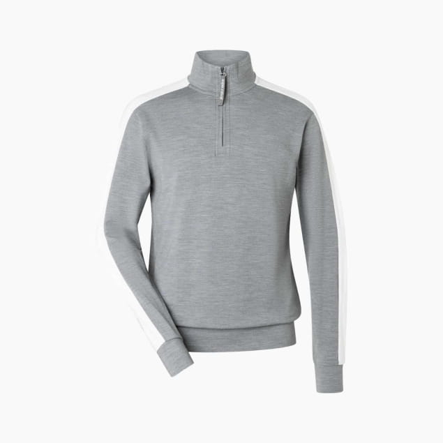M COLORADO ZIP TURTLENECK Cashmere Grey Melange/Fresh White