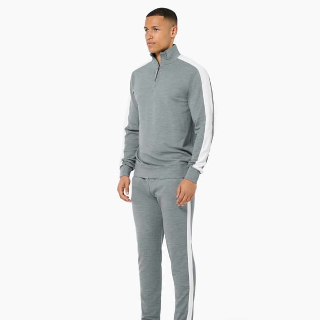 M COLORADO ZIP TURTLENECK Cashmere Grey Melange/Fresh White