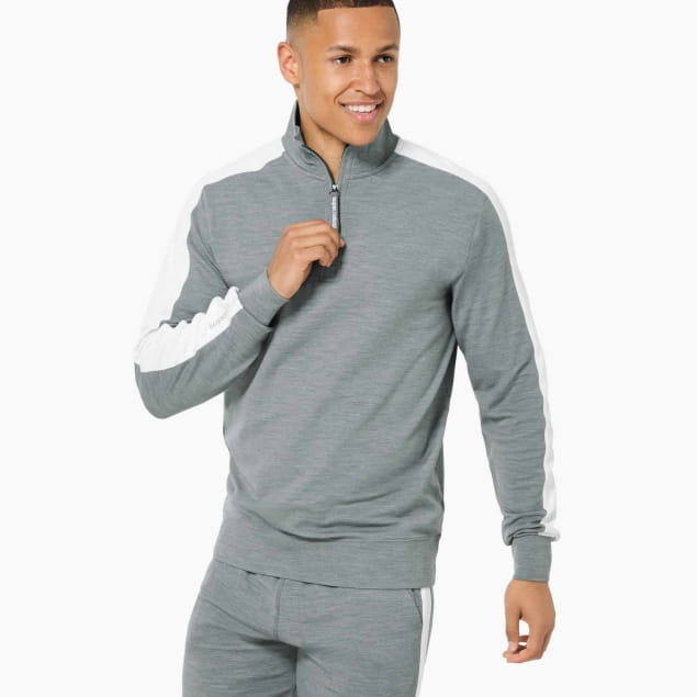 M COLORADO ZIP TURTLENECK Cashmere Grey Melange/Fresh White