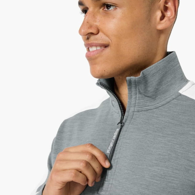 M COLORADO ZIP TURTLENECK Cashmere Grey Melange/Fresh White