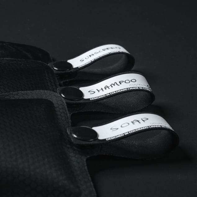 FlatPak 90 ml Toiletry Bottle Pack x3 Charcoal/Slate Blue/Sage