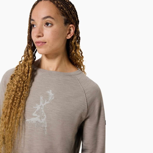 W CHARMING DEER BRUSH LS Vintage Khaki Melange/White Stone/Feather Gr