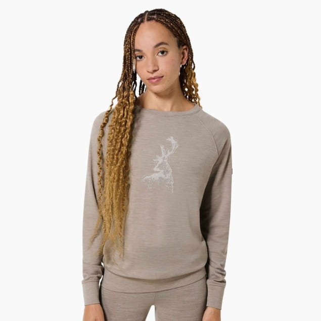 W CHARMING DEER BRUSH LS Vintage Khaki Melange/White Stone/Feather Gr