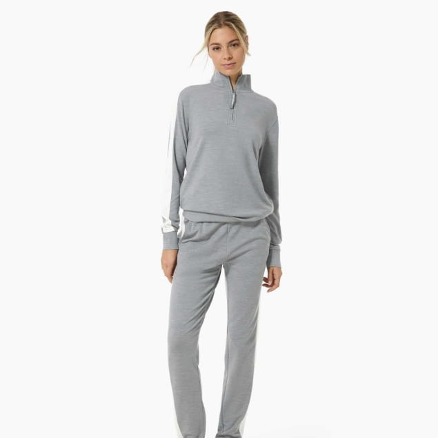 W COLORADO ZIP TURTLENECK Cashmere Grey Melange/Fresh White